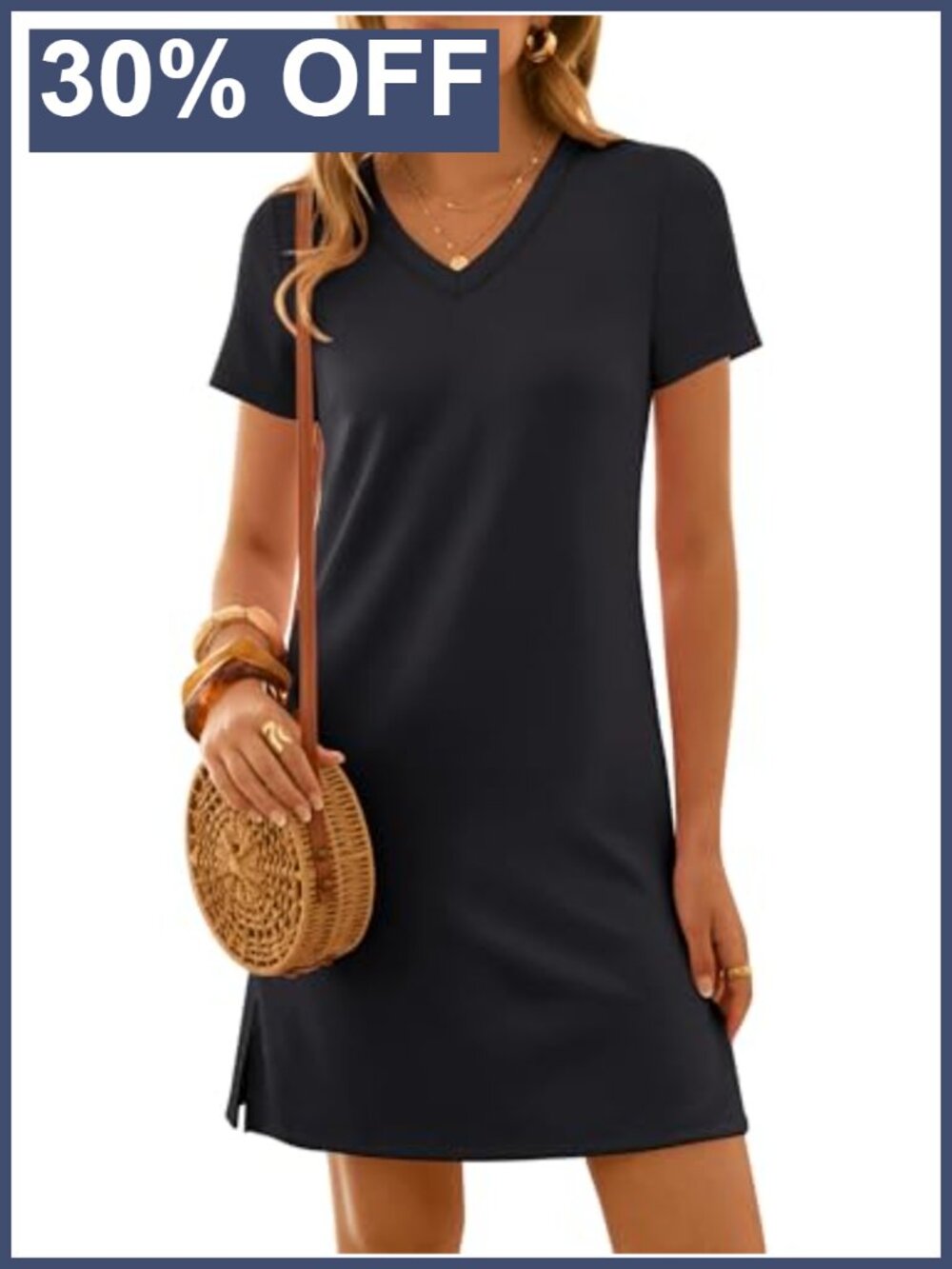 Wrinkle Free Summer Casual Short Sleeve Mini Dress